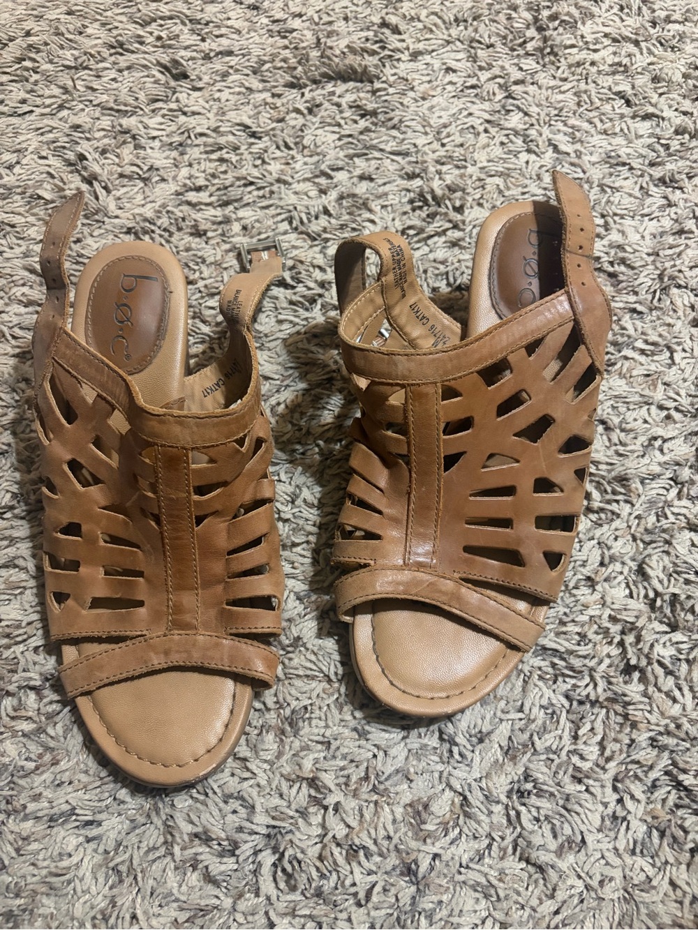 b.o.c. Tan Cutout Slingback Leather Sandals